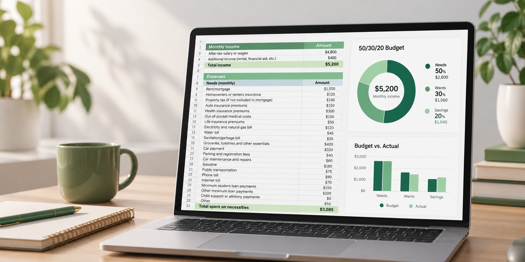 Aperçu du modèle NerdWallet Budget Worksheet